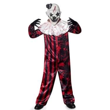 Imagem de BesserBay Roupa infantil de palhaço assassino de Halloween 5-14 anos, Vermelho e preto, 8 Anos