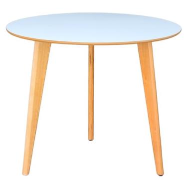 Imagem de Mesa de Jantar Redonda Júlia de 80cm - Pés em Madeira Maciça (Branco)