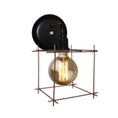 Imagem de Arandela luminaria de parede Com Aramado Modelo Quadrado - Cobre - LUS