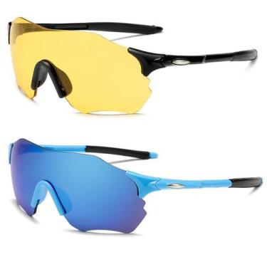 Imagem de Kit 2 Óculos Espelhado Ciclismo Feminino Masculino + Amarelo - ESPORTI