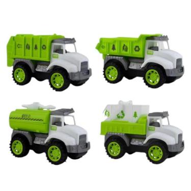 Imagem de Brinquedo Kit 4 Caminhões Lixo Sanitário Caçamba Articulada - Company 