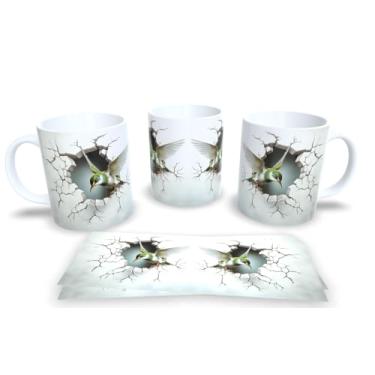 Imagem de Caneca Branca de Porcelana Personalizadas Arte Espelhadas em 3D Animais (Passaro 1)