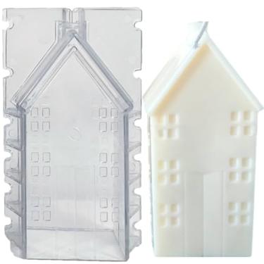Imagem de Moldes de vela acrílica para casa pequena, durável, transparente, estilo europeu, castelos, forma de cubo, molde de plástico, faça você mesmo à mão, cera de soja, festa de casamento, decoração de casa