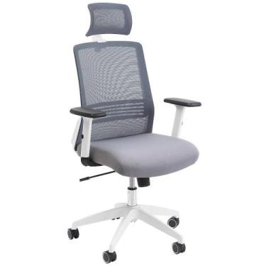 Imagem de Cadeira de Escritório Giratória Presidente com Encosto de Cabeça Branc