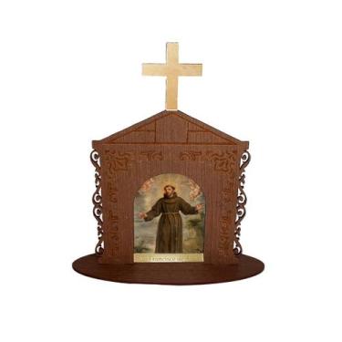 Imagem de Display Enfeite de Mesa Religioso Capelinha Oratório São Francisco de 