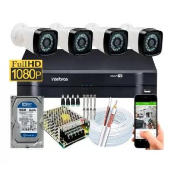Imagem de Kit 4 Cameras Segurança 1080 Full Hd Dvr Intelbras 4ch mhdx Alta Resol