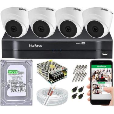 Imagem de Kit Cftv 4 Câmeras De Segurança Intelbras Dome IR E Dvr Mhdx 1104 Mult