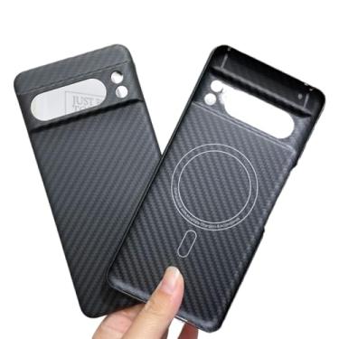 Imagem de waillynice Capa protetora de fibra de carbono militar para Google Pixel 8 Pro, capa ultrafina de fibra de aramida para Pixel 8 A 5G (preta (Mag), para Pixel 8A)