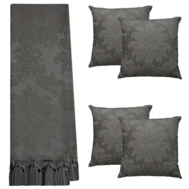 Imagem de Kit Manta Xale Grande Para Sofá E Cama Com 4 Capas de Almofada - MUMUD
