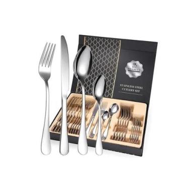 Imagem de Kit Faqueiro 24 Peças Aço Inox Prata Com Maleta - Geral