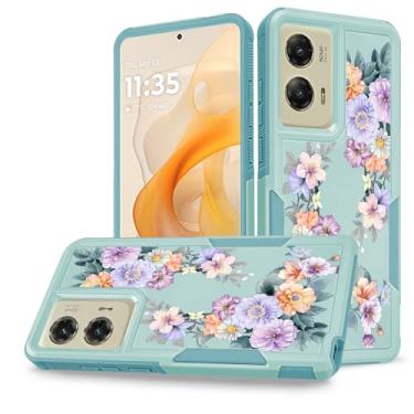 Imagem de Govmeie Capa de camada dupla com design de flores florais fofas para Moto G Stylus 5G 2024 - Capa rígida de policarbonato híbrido à prova de choque com listras laterais antiderrapantes e proteção