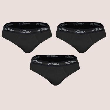 Imagem de Kit 3 Cueca Slip Zorba Max 100% Algodão Qualidade Conforto, Preto, M