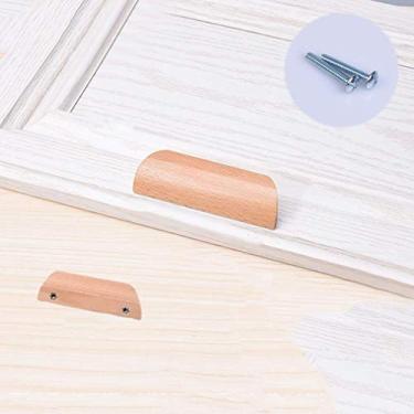 Imagem de Puxador de borda de dedo semicircular de faia de madeira maciça, puxadores de armário de sapatos de móveis, puxadores de gaveta de cômoda de banheiro de cozinha, puxadores de porta de guarda-roupa de