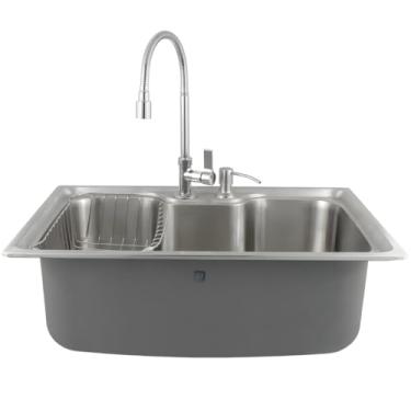 Imagem de Cuba Gourmet Pia Cozinha Aço Inox 60x42 + Torneira Flexível + Acessórios