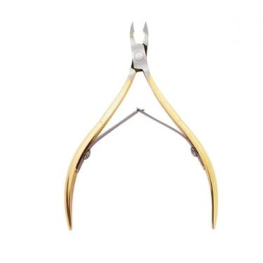 Imagem de Tesoura profissional para cutícula de unhas, aço inoxidável, dourado, prateado, esfoliante, cortador, ferramenta para limpeza de unhas, manicure, salão, dourado