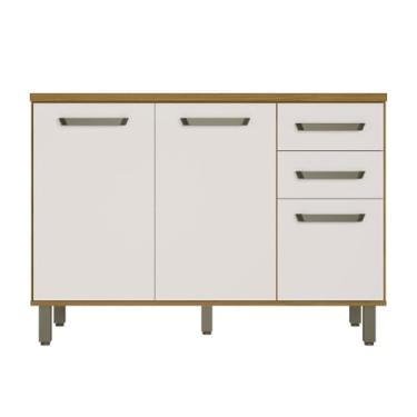 Imagem de Poliman - Balcão Criare 120cm sem Tampo para Pia 3 Portas 2 Gavetas Poliman