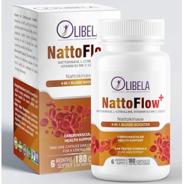 Imagem de Olibela Nattokinase 4 em 1 Natokinase, L-Citrulina, CoQ10, Vitamina K2 MK7 para Circulação e Bem-Estar Cardiovascular, Oxido Nitrico | Sem OGM, 180 Cápsulas Veganas, Suprimento para 6 Meses (1)
