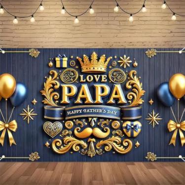 Imagem de BlissYard Banner de Dia dos Pais Coroa de Balões Dourados Decorações de Fundo Feliz Dia dos Pais 71 x 109 cm Suprimentos de Festa Presentes Dia dos Pais Fundo de Fotografia para Interior e Exterior