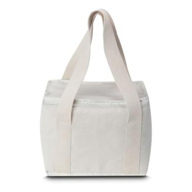 Imagem de Bolsa térmica em algodão cru e interior em PEVA, bolso frontal, alça de mão, interior costurado, com capacidade de até 8,5L UTILY