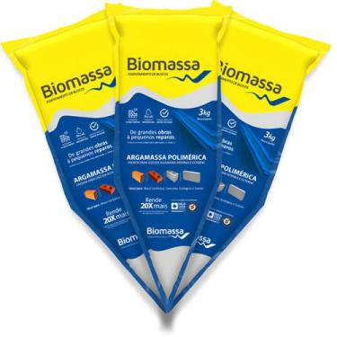 Imagem de Kit 03 Argamassa Massa Pronta Assentamento De Blocos E Tijolos 3kg - B