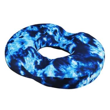 Imagem de Almofada de donut azul para hemorroidas para alívio da dor no cóccix - Almofada azul para cadeira de escritório em casa para trabalho sentado por muito tempo - Almofadas de assento de carro de espuma