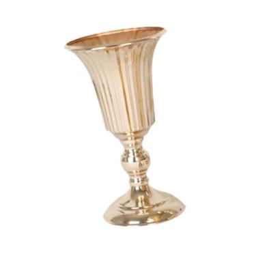 Imagem de Ｂｅｓｇａ Vaso de flores para casamento, suporte para velas, arranjo floral, suporte de flores de metal, castiçal para mesa, cerimônia, sala de estar, casa, Gold M 12cmx27cm