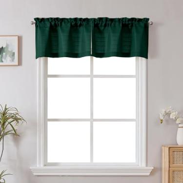 Imagem de Chyhomenyc Christmas Hunter Green Faux Linen Slub TextuHunter Green Small Window Kitchen Valance Curtain, Rod Pocket Cafe Valance para banheiro Lavanderia, 76 cm L x 35 cm C, 2 peças