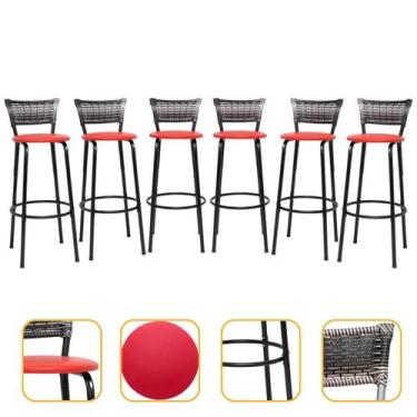 Imagem de Kit 6 Banquetas Bancos Alto Para Cozinha Bancada Area Gourmet Bistro B
