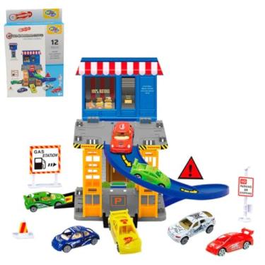 Imagem de Estacionamento Brinquedo Pista com carrinho rampa MINI garagem de montar com acessorios 12 PEÇAS qualidade premium 17x20cm Brinquedo Educativo para Crianças