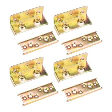 Imagem de Bothyi 4 peças de suportes de grade de cama, ferragens de ferro, estrutura de cama de madeira, conectores, parafusos resistentes não incluídos, fácil de, 4 Inch 2mm Thick