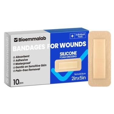 Imagem de Bandagens impermeáveis Bioemmalab Large 2x5cm Silicone Foam x10
