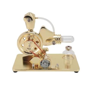 Imagem de MagicTech Hot Air Stirling Engine Motor Educational Electricity Generator Colorful LED Aluminum Alloy Model Gold JY35