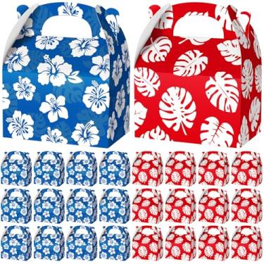 Imagem de Engrowtic 24 caixas de lembrancinhas havaianas de luau para festas tropicais de verão com folhas de palmeira de hibisco, sacos de guloseimas para chá de bebê, artigos de festa de aniversário e piscina
