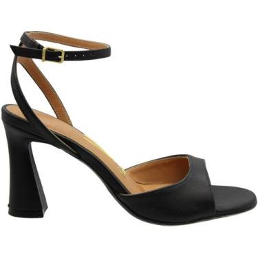 Imagem de Sandália Salto Médio Vizzano Napa Pelica Fivela Feminina, Preto, 36