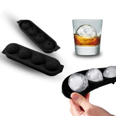 Imagem de Forma de Gelo Redonda Para Drink Whisky 4 Esferas Grandes Molde de Silicone Coquetel Gin Vodka Bebidas - Qualidade Premium Ezc®