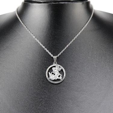 Imagem de Colar Masculino Corrente Pingente Prata Placa Sao Jorge