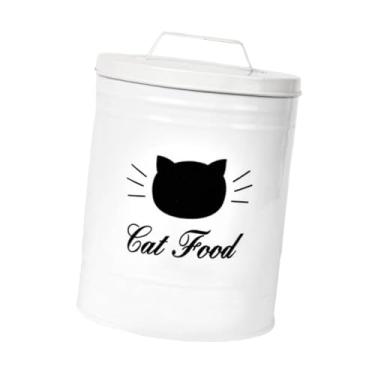 Imagem de IEUDNS Recipiente para armazenamento de petiscos para cães, pote para biscoitos, lata para biscoitos, recipiente resistente de ferro para alimentos de cães e, Branco
