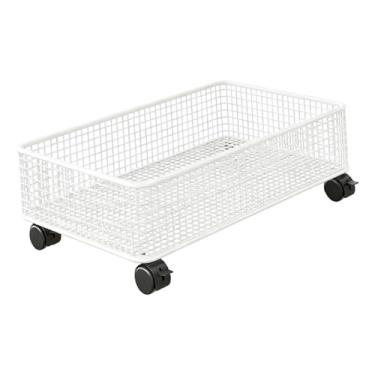 Imagem de YWJLQH Organizador de armazenamento embaixo da pia para banheiro, 1 camada, móvel, versátil, com rodas lisas para cozinha, sala de estar e casa, Branco