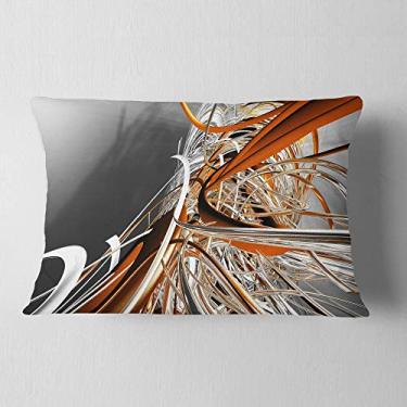 Imagem de Designart Fractal Red N White Connected Stripes' Throw Lombar sala de estar, sofá, almofada de alta qualidade + capa de almofada impressa em ambos os lados 30,5 x 50,8 cm