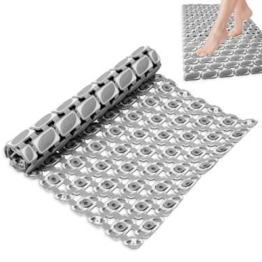 Imagem de Tapetes de banheira e chuveiro, tapete de banheira macio antiderrapante de 89 x 40 cm, tapetes de banho com ventosas e orifícios de drenagem, tapetes de banheiro para piso e banheiras, lavável na