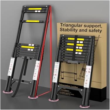 Imagem de Escada de extensão telescópica de 3 metros - Escada de alumínio dobrável, extensível, telescópica, compacta e alta - ajustável, retrátil, para telhado de casa, trailers, trailers de viagem
