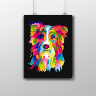 Imagem de Placa Decorativa Cachorro Colorido Artwork 20X30Cm