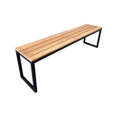 Imagem de Banco Reto Industrial de Ferro e Madeira Pinus 100 cm - PALLET SP