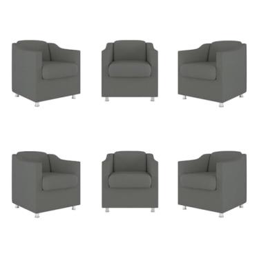 Imagem de Kit 06 Poltronas Tilla Consultório Recepção Sala Suede Balaqui Decor Cor:cinza