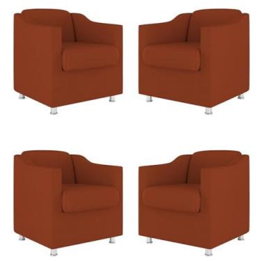 Imagem de Kit 4 Poltronas Tilla Decorativas Consultório Sala Tecido Suede Cor:terracota