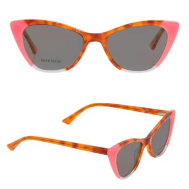 Imagem de Óculos de Sol Feminino Variados Estilo Gatinho – Elegância Retrô com Lentes Polarizadas e Proteção UV Total - Diversos Modelos (Rosa e Branco)