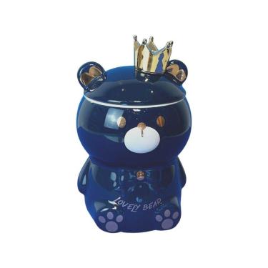 Imagem de Caneca 3d De Porcelana Com Tampa E Colher - Estilo Ursinho Azul Para Bebidas Quentes