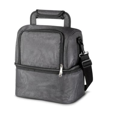 Imagem de Bolsa Térmica Duplo Compartimento, Poliéster 600D, 13L Capacidade Total, Alça Regulável, Bolso Frontal, Interior PEVA e Polietileno (Bolsa Térmica 26L Preto)
