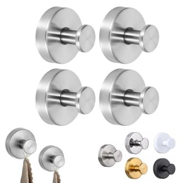 Imagem de jwflck Ganchos de sucção – Ganchos de ventosa de chuveiro, sem perfuração, à prova d'água e à prova de ferrugem para banheiro, porta de vidro, espelho, cozinha – comporta até 6,8 kg (prata fosco, 4