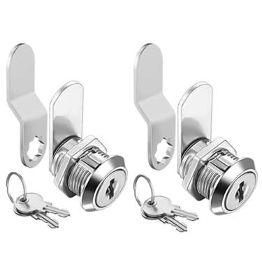Imagem de Fechaduras de armário de 1,5 cm (pacote com 2, liga de zinco), travas de chave semelhantes para caixas de ferramentas, gavetas de arquivos, armazenamento de trailer, caixas de correio.